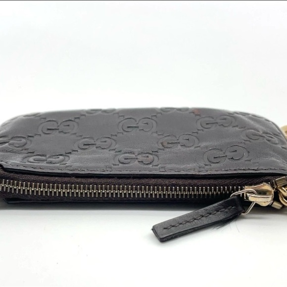 Gucci Dark Leather Wristlet with Gold Chain - Picture 5 of 14